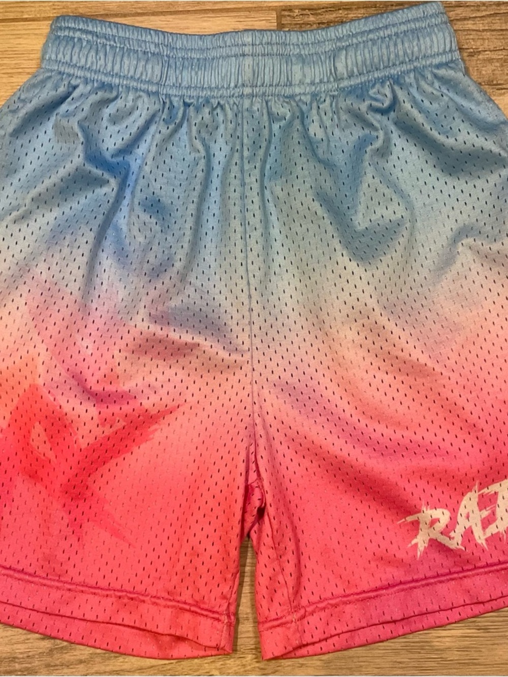 Kids Ombre Blue-Pink Athletic Mesh Shorts